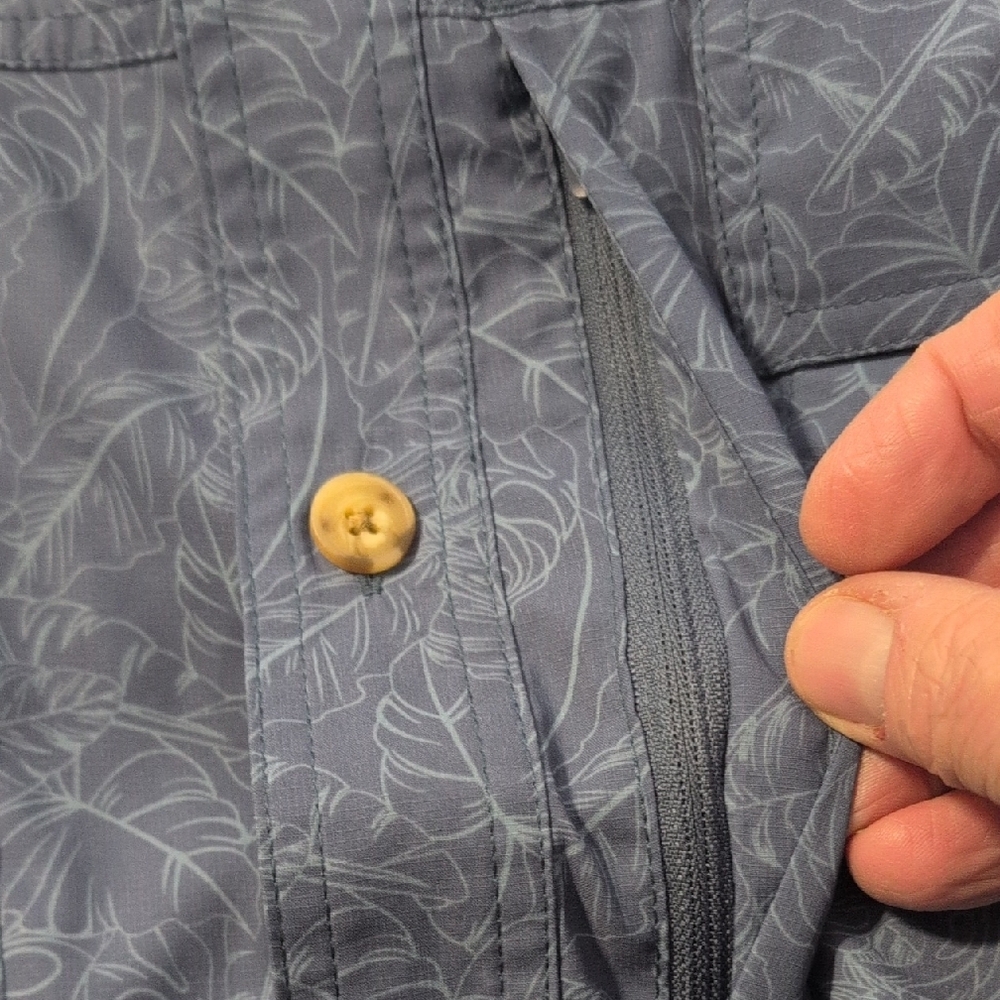 Duluth Trading Co Navy Patterned Button-Down Shirt - image 4